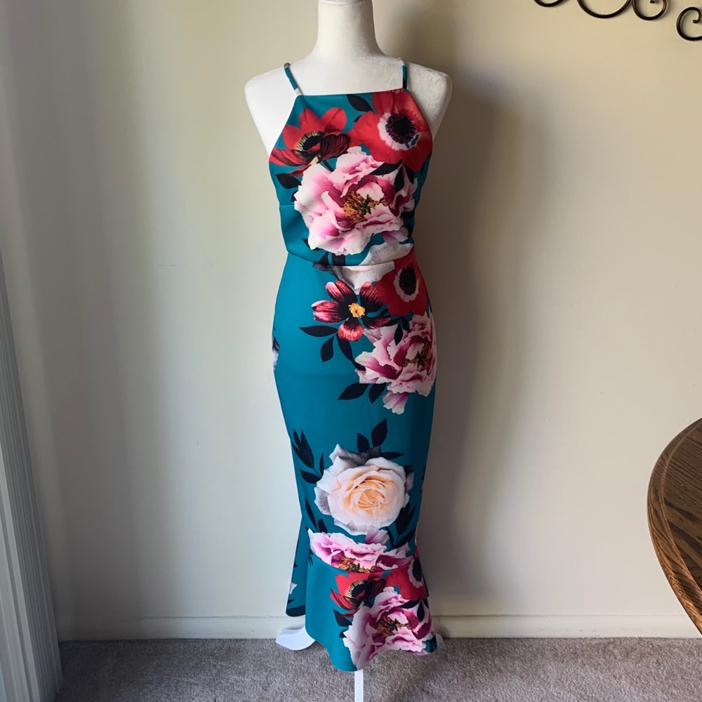 ASOS backless floral mermaid dress